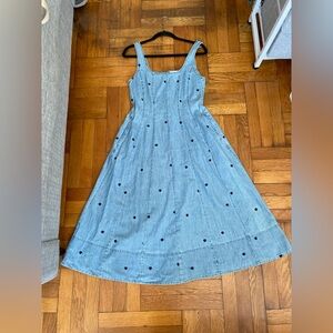 NWOT Free Assembly Denim Midi Dress Small Heart A-Line Sleeveless Dress